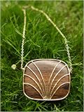 Wood Square Necklace with Gold or Silver Overlay