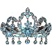 2 1/2 X 4 Tiara Style Barrette with Swarovski In Turquoise with Burnished Silver Finish