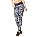 Zumba Women's Standard Wide Waistband Print Legging with Compression, Back to Black, S