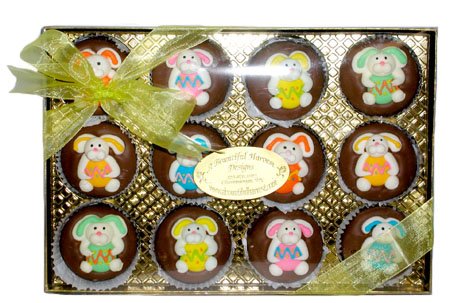 12pc Easter Bunny Belgian Milk Chocolate Dipped Oreo's by Belgian Cookies