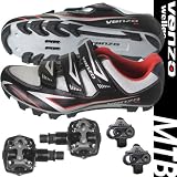 Venzo Mountain Bike Bicycle Cycling Shimano SPD Shoes + Pedals & Cleats 45
