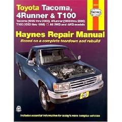 Toyota Tacoma, 4 Runner & T100 Automotive Repair Manual. Models covered: 2WD and 4WD Toyota Tacoma (1995 thru 2000), 4 Runner (1996 thru 2000) and T100 (1993 thru 1998)