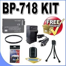 Battery And Charger Kit For Canon VIXIA HFR300, HFR32, HFR30, HFM50, HFM500, HFM52Digital Camcorders Kit BP-718 + Ac/Dc Rapid Travel Charger + More!!!!! (Replaces Canon BP-709, BP-718, BP-727)