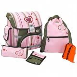 Friedrich Lederwaren 50063-9 - Schulranzenset, Pink Heart, 5- teilig