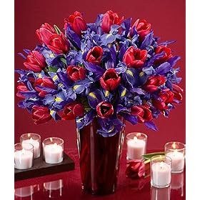 Valentine's Day Flowers - Deluxe Hugs and Kisses Flower Bouquet with Vase