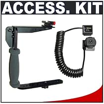 Stroboframe Quick Flip 350 - 35mm Flash Bracket with Adorama Off-Camera iTTL 3' Coiled Flash Cord for Nikon