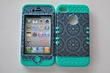 51ZXieINZdL. SL160  Apple Iphone 4 4s Blue Circular Snap On Over Teal Silicone Case