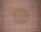 Floral Batik Tapestry-Bedspread-Coverlet-Tan