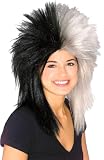 Sports Fanatic Wig in Black and Silver