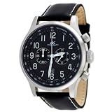 Adee Kaye #AK201-M Men's Aeromaster Leather Strap Oversized Chronograph Watch