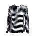 Weixinbuy Women Casual Chiffon Crew Neck Long Sleeve Blouses Polka Dots Shirts Navy M