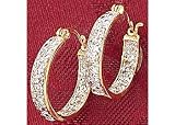 Signature 1/2CT.TW. Diamond Hoop Earrings 18KT GOLD OVER STERLING