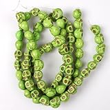 1string 112971 Light Green Halloween Skull Gemstone Turquoise Beads Fit Craft