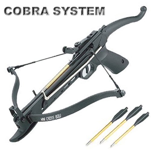 Ace Martial Arts Supply Self Cocking Draw Fiberglass Body Crossbow Pistol Set, 80-Pound