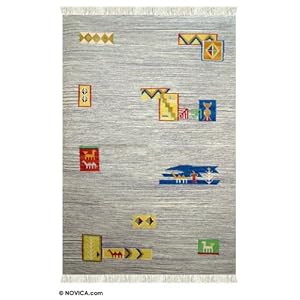 Wool and cotton rug, 'Country Living' (4x6)