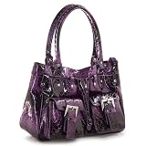 Purple Alligator Print ''Ellie'' Satchel