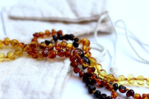 Amber Teething Necklace - All Natural Anti Inflammatory Certified High Quality Baltic Amber - Real Pain Relief for Teething Infants - Best Soothing Alternative