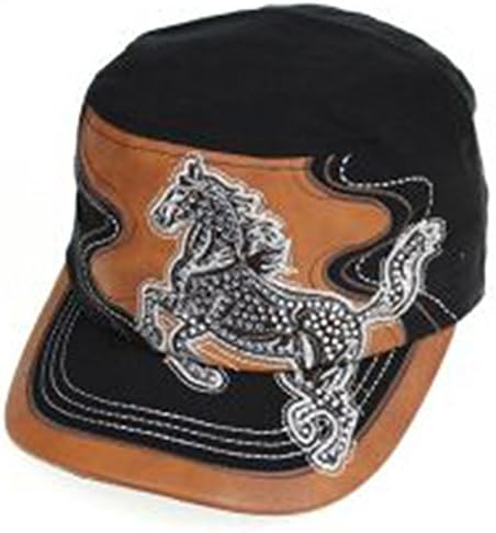 Western Cowgirl Bling Rhinestone Horse Cap Hat (Black)
