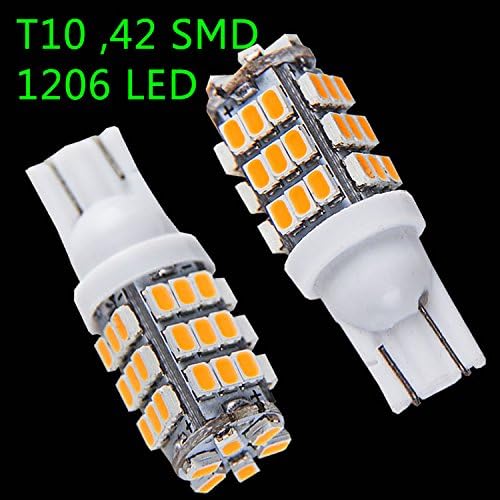 Groupbuy T10 Super Bright 42 SMD 3528 LED Interior High Mount Reverse Side Marker Light Bulb Car Truck Motorcycle Boat RV Trailer (20-Pack, Warm White)