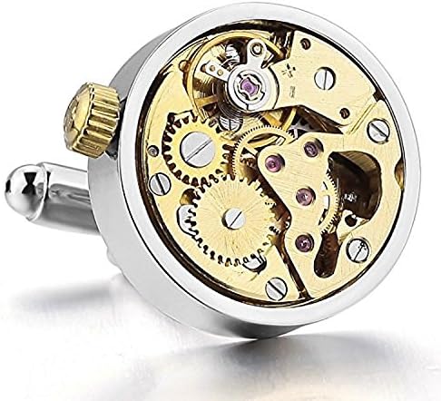 Men's Rhodium Plated Cufflinks Functioning Works Watch Movements in Working Condition Steampunk Vintage