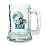 Detroit Lions Glass NFL Football Heavy Tankard Mug 15oz. Pewter Helmet logo.