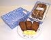 Scott's Cakes Pumpkin Bread in a Blue Victorian Tray