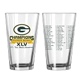NFL Green Bay Packers 16oz Super Bowl XLV Champions 2pk Roster Pint Glass Set