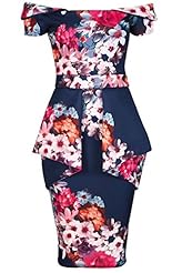 Girls Elastane/Polyester Wrap Peplum Striped Print Floral Print Off the Shoulder Bodycon Dress/Party Dress/Mini Dress 