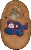 Tibet PLATEAU soft sole infant leather baby shoes with FLEECE blue airplane