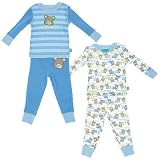 Set of Two Bear Print Cotton Pajamas for Baby Boys