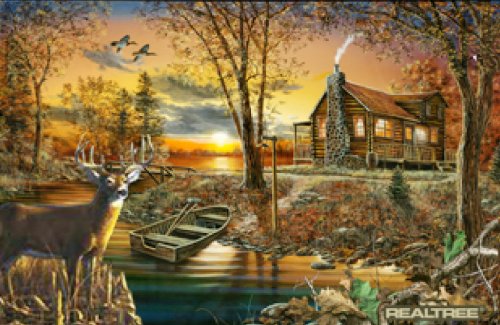 REAL TREE COTTON FABRIC BY SYKEL-REAL TREE CABIN PANEL-SOLD BY THE PANEL