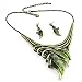 Goldtone Green Leaf Statement Necklace and Earring Set Goldtone Green Leaf Statement Necklace and Earring Set