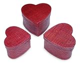 Pandanus jewelry boxes, 'My Red Heart' (set of 3)