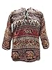 Brown Tunic Elephant Print Cotton Top Large