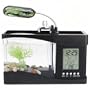 mini digital Aquarium B�ro Desktop USB Aquarium mit LED Beleuchtet Uhr Temperatur 1,5L Schwarz