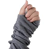 Wowlife One Pair Solid Gray Stretchy Fingerless Fall and WinterArm Warmers Gloves for Ladies