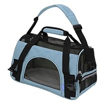 OxGord Airline Approved Pet Carriers with Fleece Bed For Dog & Cat, Large, Mineral Blue
