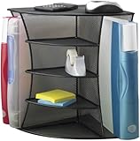 Safco Products 3261BL Onyx Mesh Desktop Corner Organizer, Black