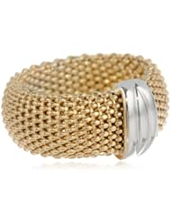 Sterling Silver Italian Gold Plated Flexible Mesh Ring