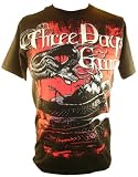 Three Days Grace Mens T-Shirt - Snake Snares Black Bird on Black (Large)