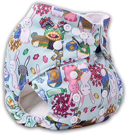New Design Baby Pocket Cloth Diaper Covers with Adjustable Snaps For Fitted Nappy Prefolds, Rabbit