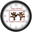 Two Teddy Bears in Snowflake Border - JP Wall Clock by WatchBuddy Timepieces (Hunter Green Frame)