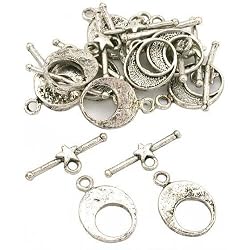 Star Moon Toggle Clasps Antique Silver Plated Approx 9