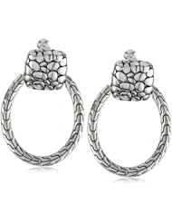 Napier Silver-Tone Textured Clip Doorknocker Earrings
