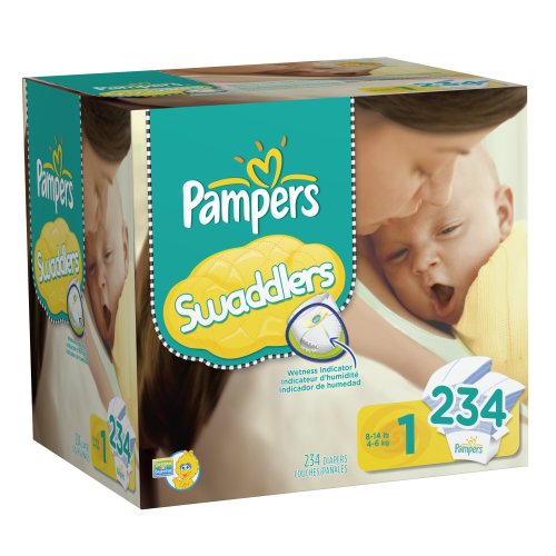 Pampers Swaddlers Diapers Economy Pack Plus Size 1, 234 Count (Packaging May Vary)