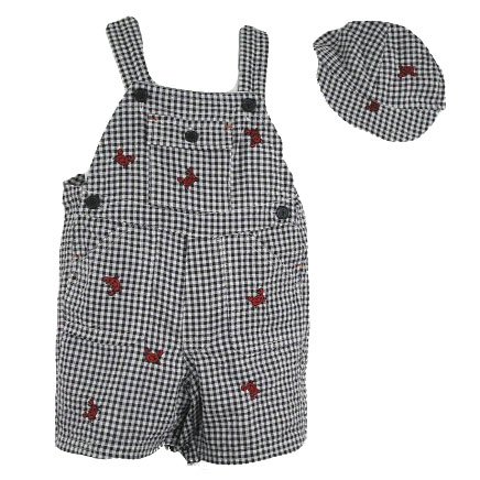 Newborn Boys Crabs Shortall Sunsuit with Cap