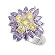 Sterling Silver Ring - Flower with Amethyst and Yellow Topaz - Prong Set - 21 mm x 4 mm, Sizes 6-9 Sterling Silver Ring - Flower with Amethyst and Yellow Topaz - Prong Set - 21 mm x 4 mm, Sizes 6-9