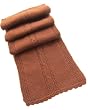 Handmade Lightweight Alpaca Natural Fiber Scarf - Cable Design Collection - Pure Caramel (Long, Hand-crocheted border)