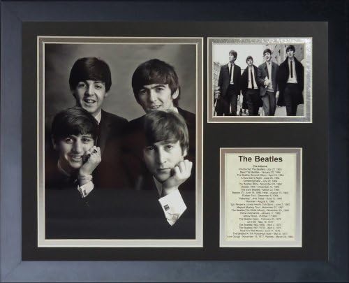 The Beatles - Black and White Portrait 11" x 14" Framed Photo Collage by Legends Never Die, Inc.