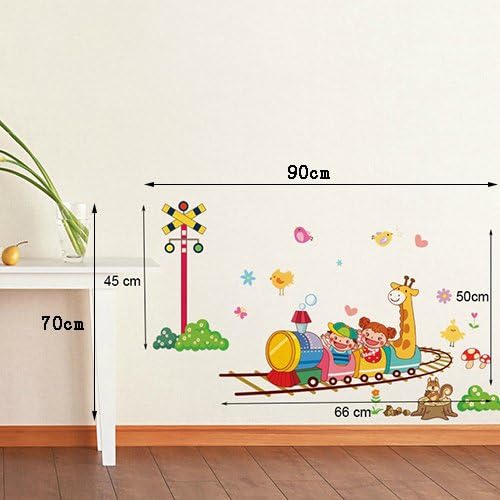 Homemates Home Decorative Mural Vinyl Wall Sticker Happy Train Travelling Kids Nursery Wall Art Decal Paper